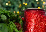 4" X 10YD Red Glitter Ribbon