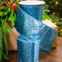 4" X 10YD Turquoise Glitter Ribbon
