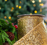 2.5" X 10YD Gold Glitter Ribbon