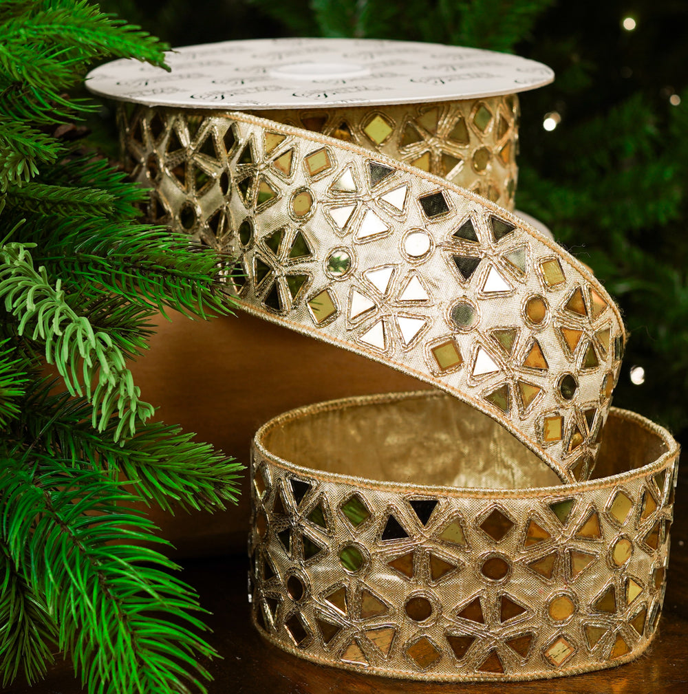 3" X 10YD Gold Mirror Trim Ribbon