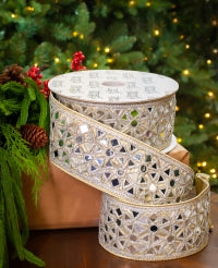 3" X 10YD Silver Mirror Trim Ribbon