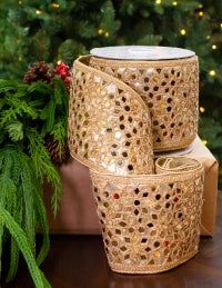 4" X 10YD Gold Mirror Cut Ribbon