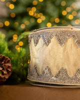 4" X 10YD Light Gold With Silver Trim Ribbon