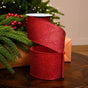 4" X 10YD Red Glitter Line Ribbon