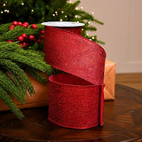 4" X 10YD Red Glitter Line Ribbon