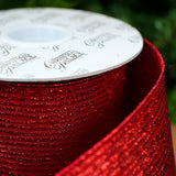 4" X 10YD Red Glitter Line Ribbon