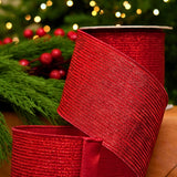 4" X 10YD Red Glitter Line Ribbon