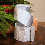 4" X 10YD Silver Velvet Glitter Ribbon