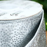 4" X 10YD Silver Velvet Glitter Ribbon