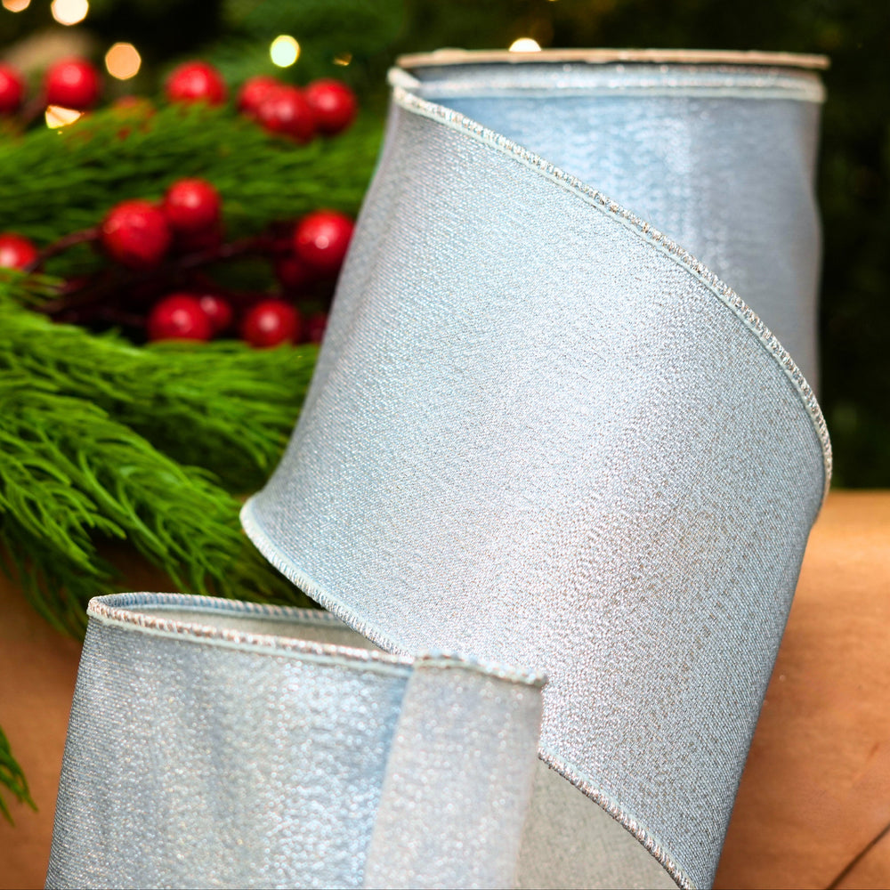 4" X 10YD Blue Metallic Ribbon