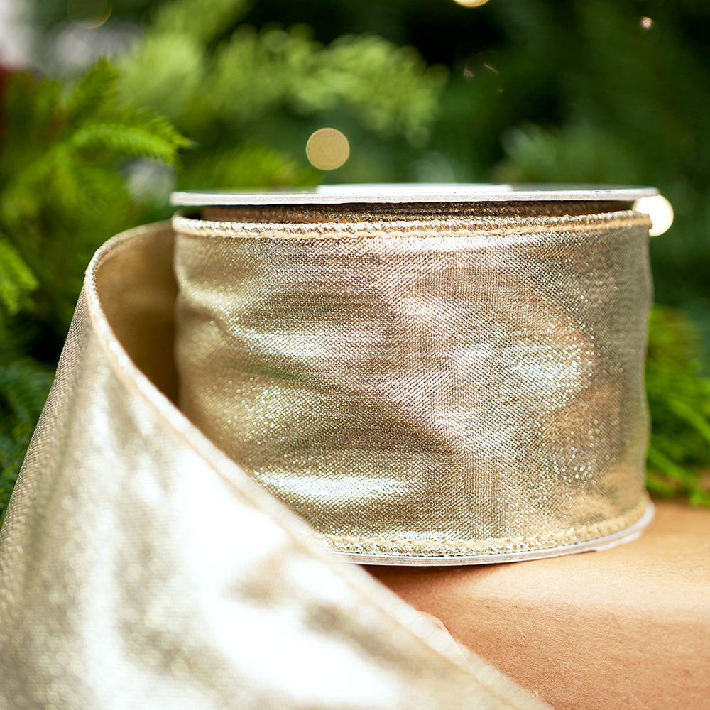 4" X 10YD Champagne Metallic Ribbon