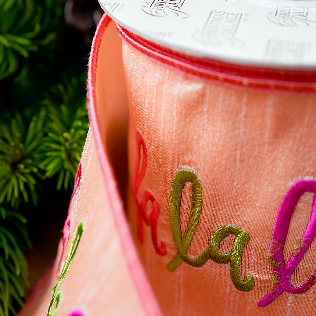 4" X 10YD Peach Fa La La Ribbon