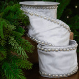 4" X 5YD White Velvet Ribbon
