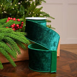 4" X 10YD Green Velvet Ribbon
