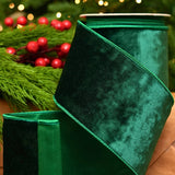 4" X 10YD Green Velvet Ribbon