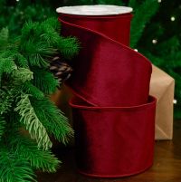 4" X 10YD Burgundy Velvet Ribbon