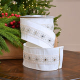 4" X 10YD Ivory Jeweled Ribbon