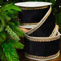 4" X 10YD Black Velvet Ribbon With Gold Trim