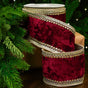 4" X 10YD Burgundy Velvet Ribbon With Gold Trim
