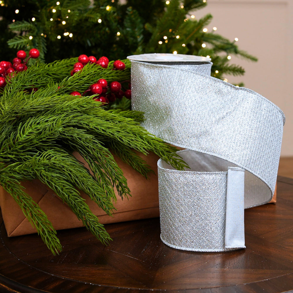 4" X 10YD Silver Mesh Ribbon