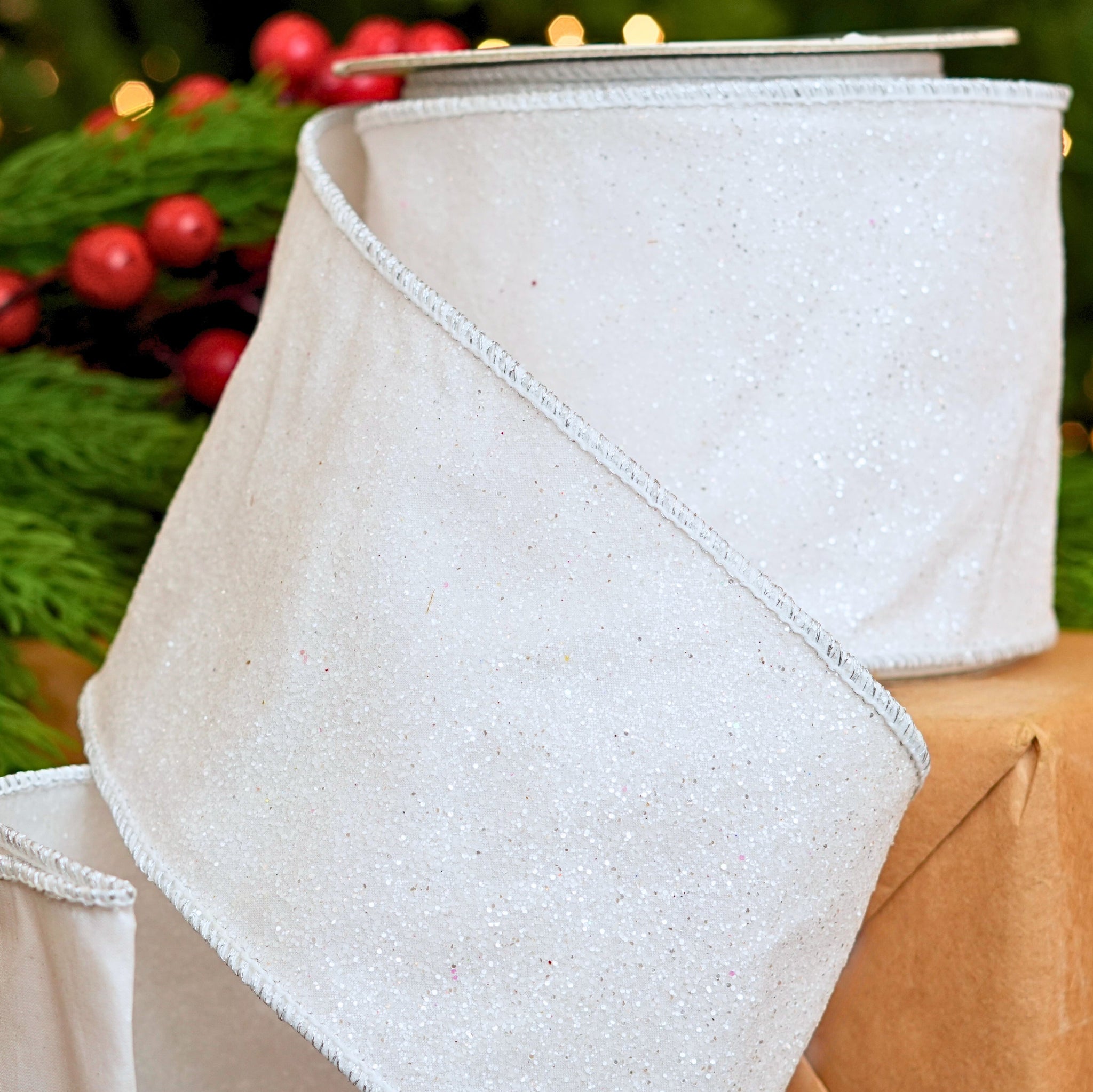 4" X 10YD White Taffeta Ribbon