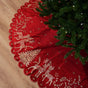 72" Red Velvet Tree Skirt With Beaded Embroidery
