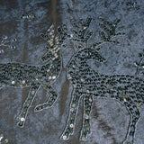 72" White Velvet Tree Skirt With Deer & Tree