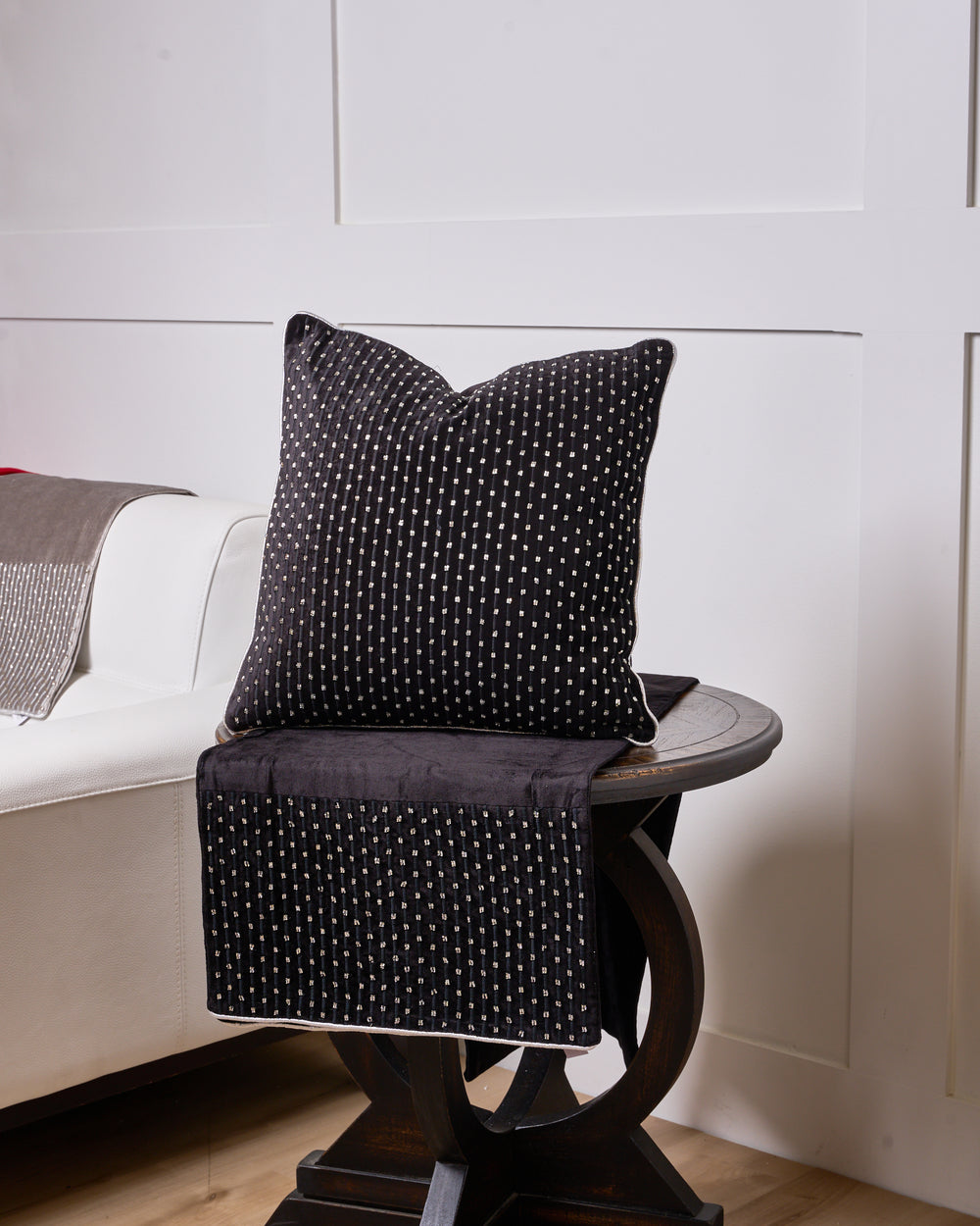 16" X 72" Black Velvet Table Runner