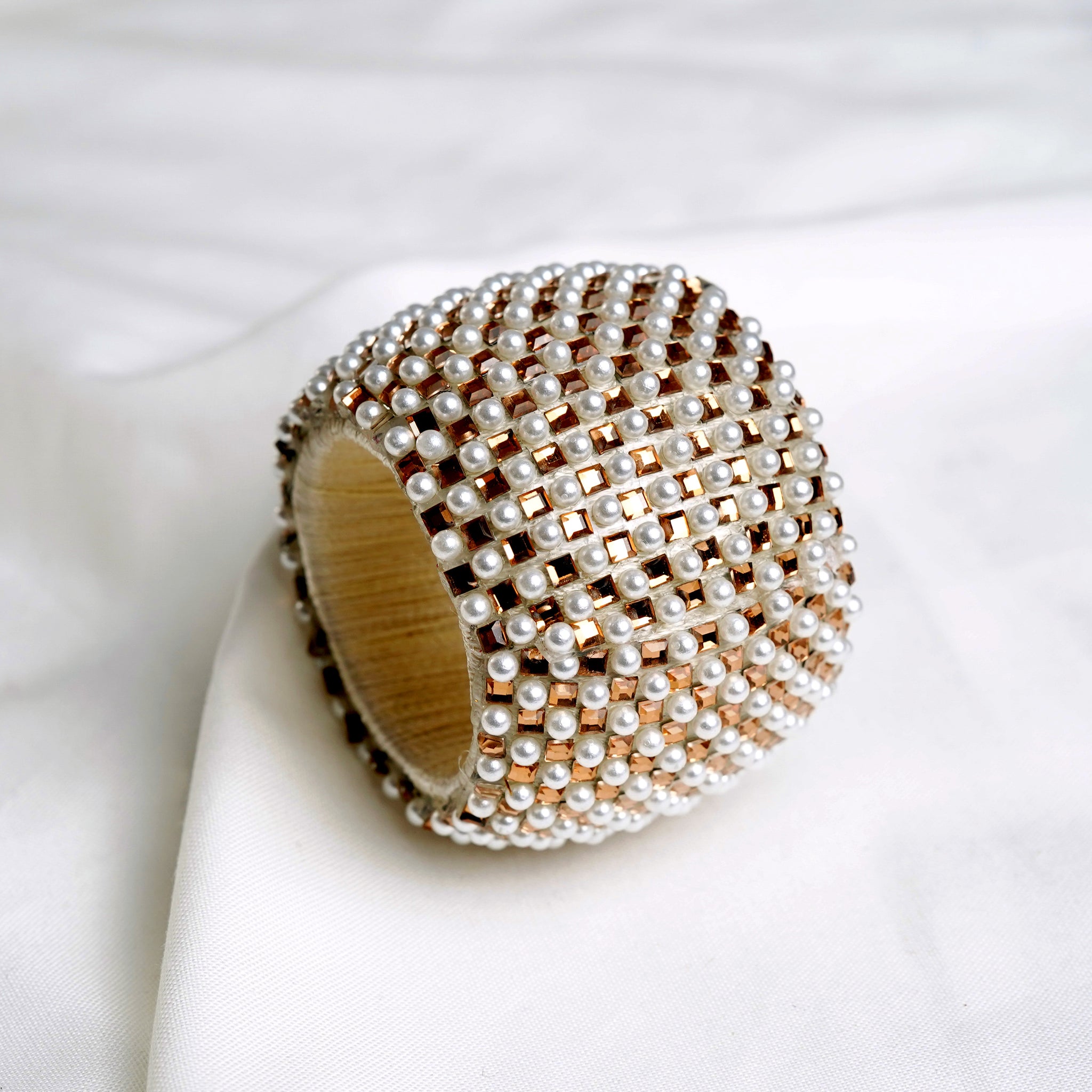 White, Silver & Pearl Napkin Ring