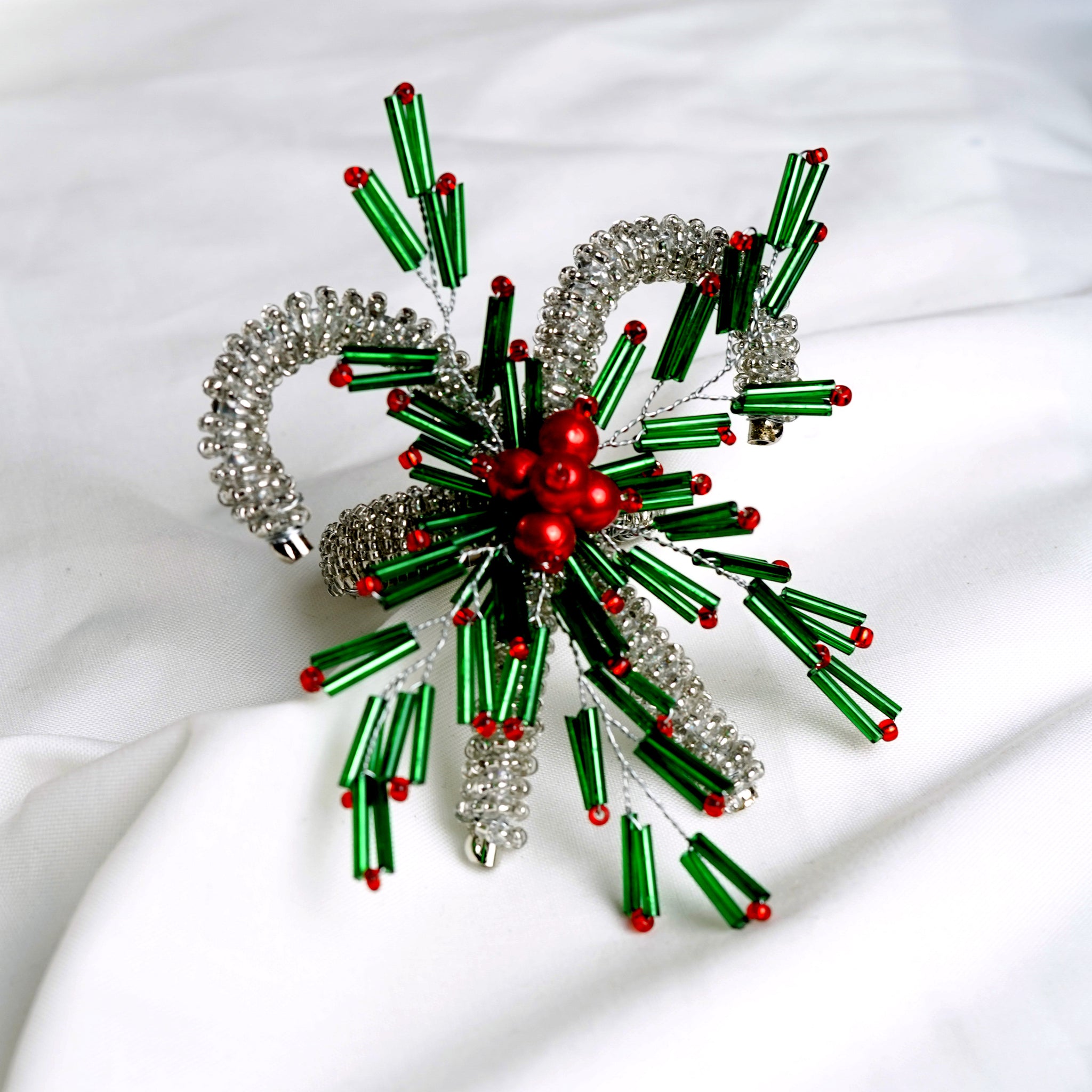 Holly Candy Cane Napkin Ring