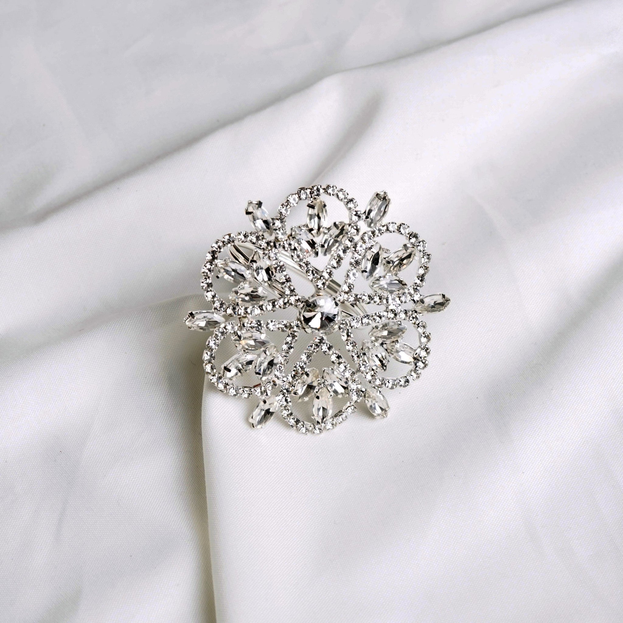 Clear, Silver Jeweled Napkin Ring