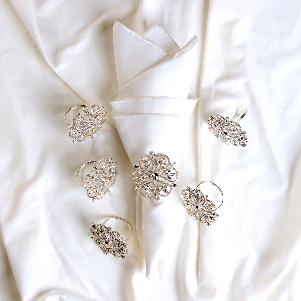 Clear, Silver Jeweled Napkin Ring