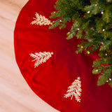 48" Red Tree Skirt With Gold Embroidery