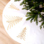 48" White Tree Skirt With Gold Embroidery
