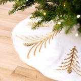 48" White Tree Skirt With Gold Embroidery