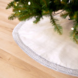 48" White Tree Skirt With Silver Edge
