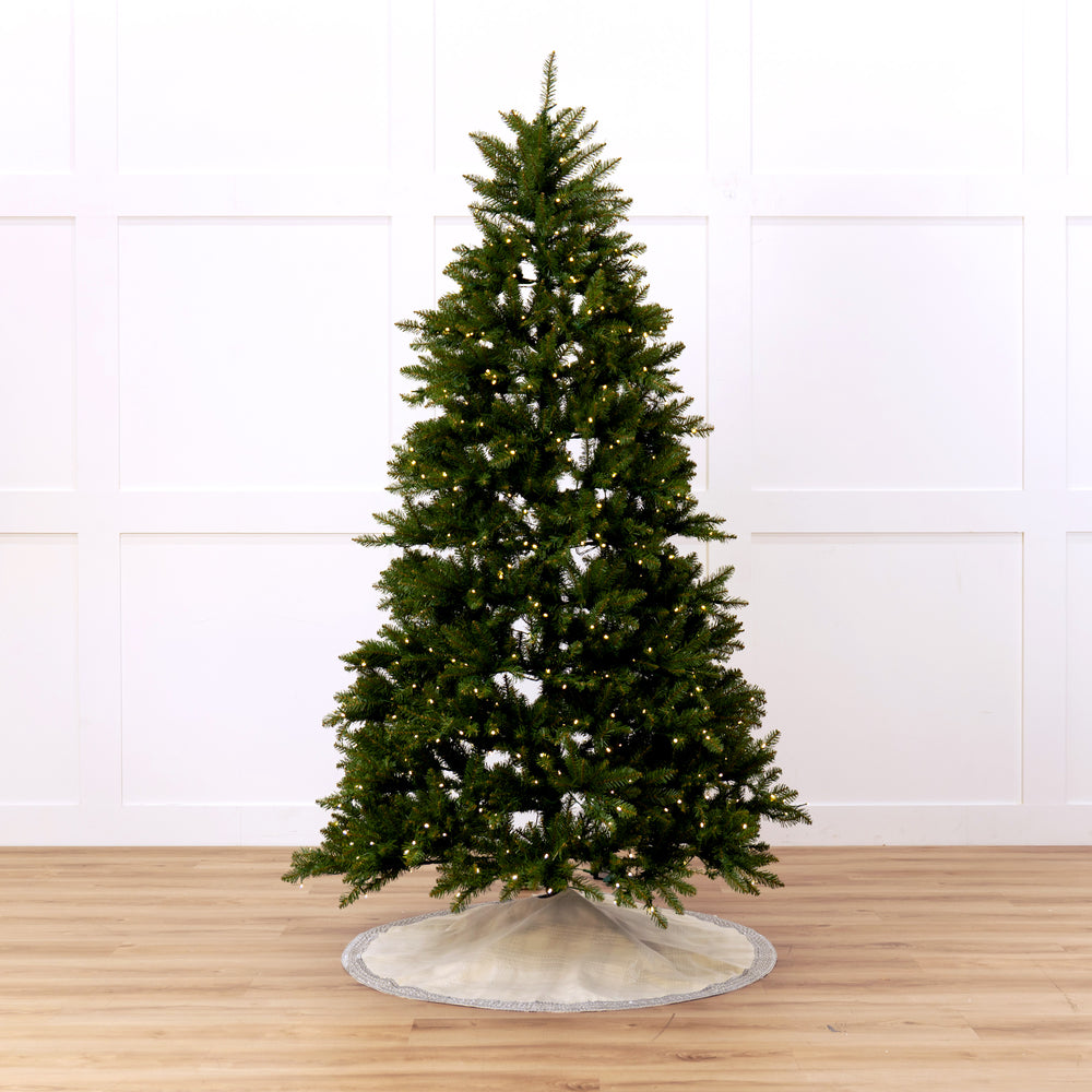 48" White Tree Skirt With Silver Edge