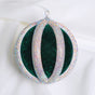 4" Green Silver Velvet Ball Ornament
