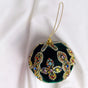 4" Green Multi Jewel Velvet Ball Ornament