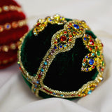 4" Green Multi Jewel Velvet Ball Ornament