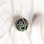 4" Green Gold Beaded Velvet Ball Ornament