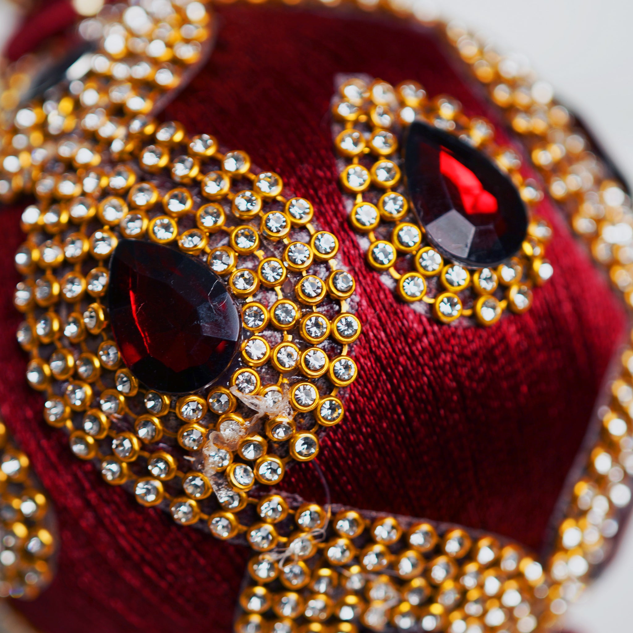 4" Burgundy Jeweled Ball Ornament