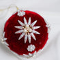4" Red Ivory Pearl Velvet Ball Ornament