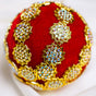 4" Red Gold Embellished Ball Ornament