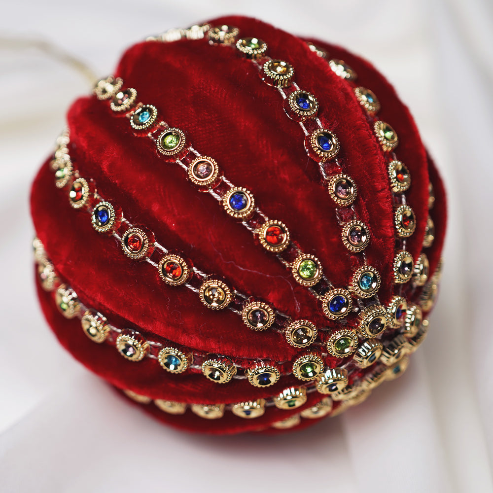 4" Red Multi Pumpkin Ball Ornament