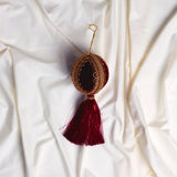 4" Burgundy Velvet Tassle Jeweled Ball Ornament