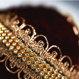 4" Burgundy Velvet Tassle Jeweled Ball Ornament