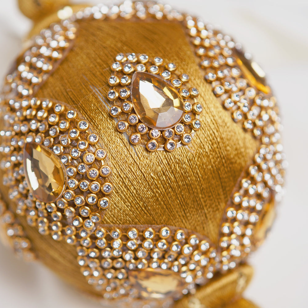 4" Gold Jeweled Ball Ornament