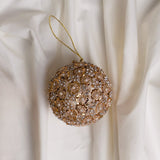 4" Gold Pearl Jeweled Ball Ornament