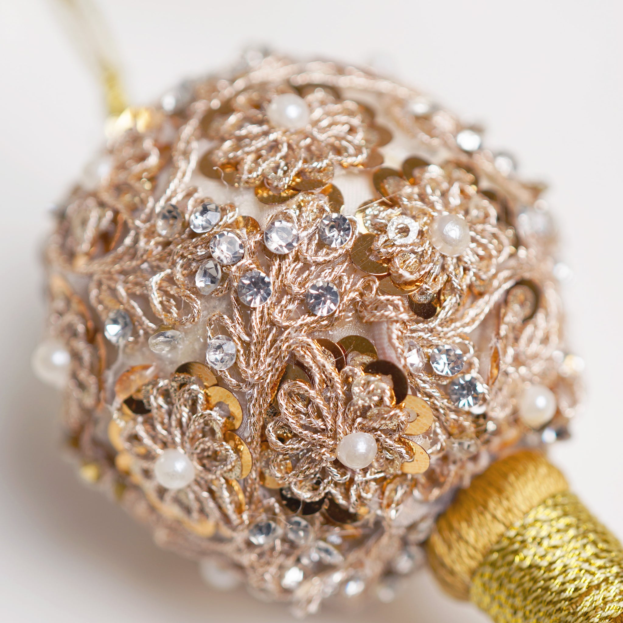 2" Gold Pearl Ball Ornament with Tassel